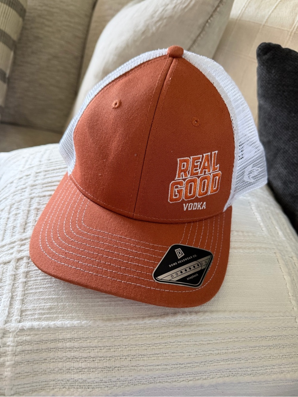 NWT SnapBack Real Good vodka burnt orange trucker’s hat